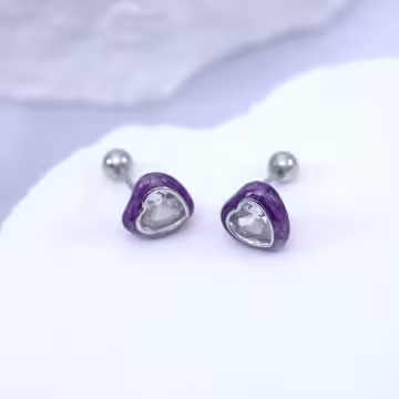 紫心晶鑽&times;轉珠耳環