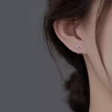 925銀針&times;線條愛心&times;耳勾