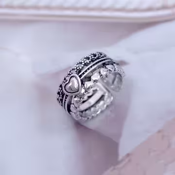 復古寬版愛心&times;開口戒指