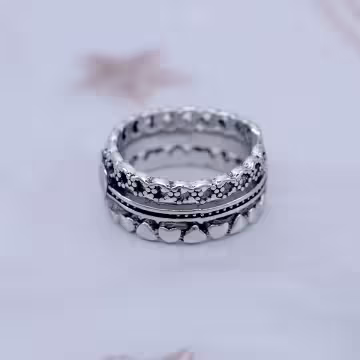 復古寬版愛心&times;開口戒指