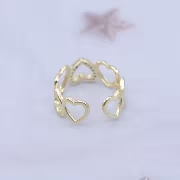 愛心排列鏤空晶鑽&times;開口戒指