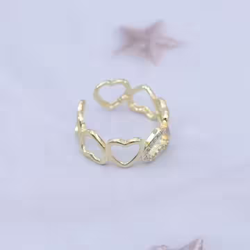 愛心排列鏤空晶鑽&times;開口戒指