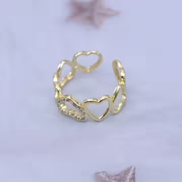 愛心排列鏤空晶鑽&times;開口戒指