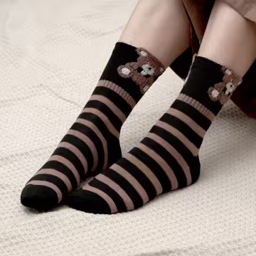 熊熊笑臉蝴蝶結愛心&times;中筒襪&times;四雙套件襪子組