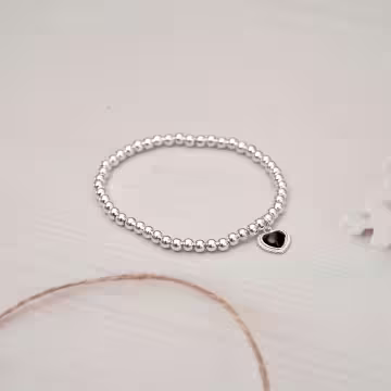 925銀飾&times;極簡黑愛心&times;串珠手環