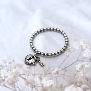 925銀飾&times;心鎖&times;開口戒指