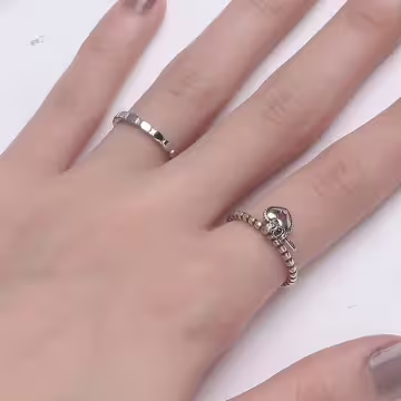 925銀飾&times;心鎖&times;開口戒指