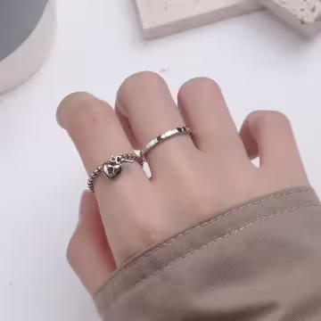 925銀飾&times;心鎖&times;開口戒指