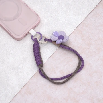 布藝小花朵&times;手機腕帶掛繩&times;紫色.avif