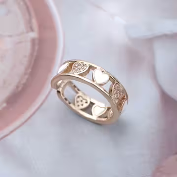 金愛心鏤空晶鑽&times;開口戒指