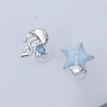 925銀針&times;水母海星&times;不對稱耳環.avif