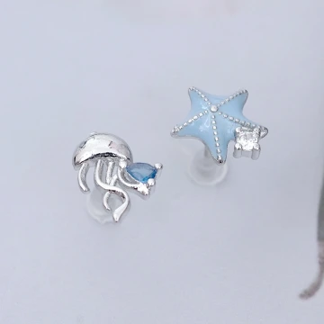 925銀針&times;水母海星&times;不對稱耳環.avif