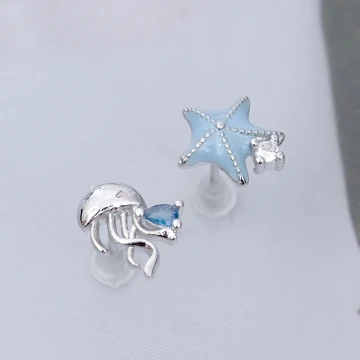 925銀針&times;水母海星&times;不對稱耳環.avif