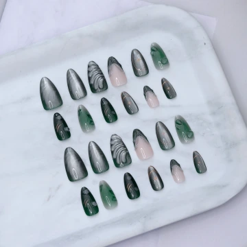 香檳粉紅蝴蝶結亮面&times;穿戴式手指甲片&times;二十四入.avif