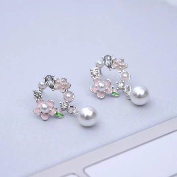 櫻花花環珍珠&times;三角耳夾.avif